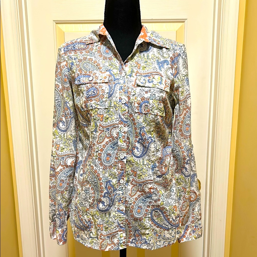 G.H. Bass & Co. Orange and Blue Paisley Shirt